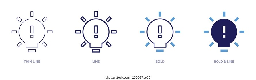 Causa icono de marketing en 4 estilos diferentes. Línea delgada, línea, negrita y línea negrita. Estilo duotono. Trazo editable.