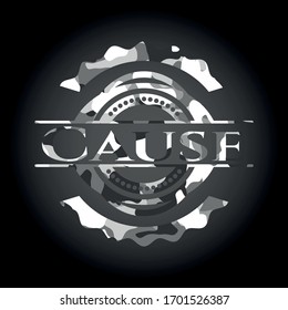 Causa en la textura gris camuflada
