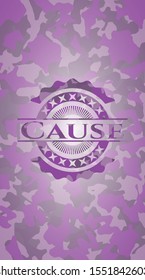 Cause pink camouflaged emblem. Vector Illustration. Detailed.