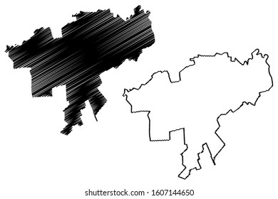 Causeni District (Republic of Moldova, Administrative divisions of Moldova) map vector illustration, scribble sketch Causeni map