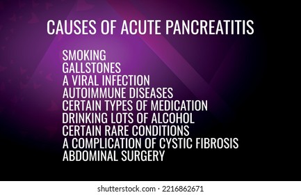 Causes Of Acute Pancreatitis. Vector Illustration For Medical Journal Or Brochure.