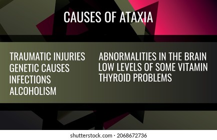 Causes of Ataxia. Vector illustration for medical journal or brochure.