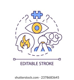 Causes of doomscrolling concept icon. Information consumption. Mental health. News overload reasons abstract idea thin line illustration. Isolated outline drawing. Editable stroke. Arial font used