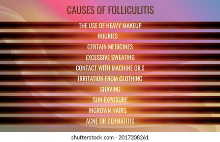 Causes OF Folliculitis. Vector illustration for medical journal or brochure.
