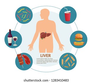 Causes of Liver Disease infographics medical background illustration