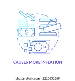 Causes more inflation blue gradient concept icon. Goods deficit. Economic crisis. Effect of inflation abstract idea thin line illustration. Isolated outline drawing. Myriad Pro-Bold font used