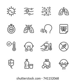 Causes and Symptoms of Respiratory syncytial virus Infection , RSV Infection Treatment , Vector line icon