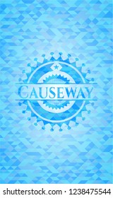 Causeway sky blue emblem with triangle mosaic background