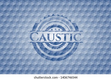 Caustic blue emblem or badge with geometric pattern background. Vector Illustration. Detailed.