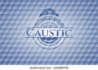 Caustic blue polygonal emblem.