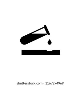 Caustic Chemicals Danger, Dripping Acid. Flat Vector Icon illustration. Simple black symbol on white background. Caustic Chemicals Danger, Acid sign design template for web and mobile UI element