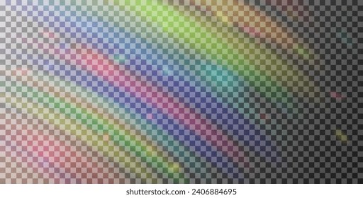Fondo de aura de ensueño cáustico, efecto de prisma de luz etéreo arcoiris. Reflexión holográfica, superposición de la sombra de la llama de cristal. Ilustración vector abstracta del fondo de la luz difusa y brillante.