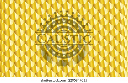Caustic golden emblem. Scales pattern. Vector Illustration. Detailed. 