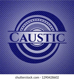 Caustic jean or denim emblem or badge background