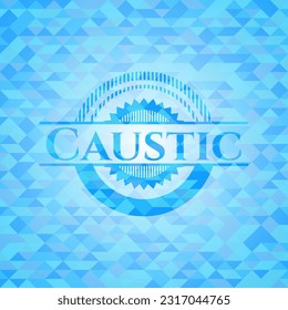 Caustic realistic sky blue mosaic emblem. 