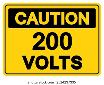 Caution 200 Volts Tag Symbol Sign,Vector Illustration, Isolate On White Background Label.EPS10