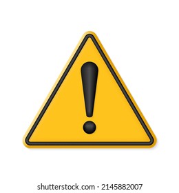 Caution 3d Icon. Triangle With Exclamation Mark. Alert, Danger, Attention Or Hazard Symbol. Yellow Warning Sign. Vector Illustration.