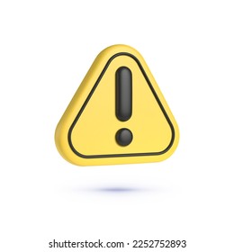 Caution 3d on white background. 3d yellow button. Computer 3d vector. 3d realistic yellow question mark vector illustration