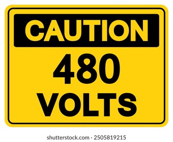 Caution 480 Volts Tag Symbol Sign,Vector Illustration, Isolate On White Background Label.EPS10