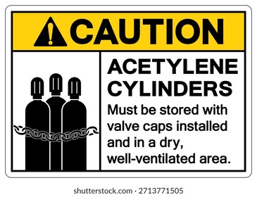 Precaución Cilindros De Acetileno Área De Almacenamiento Símbolo Signo, Ilustración vectorial, Aislar En La Etiqueta De Fondo Blanco. EPS10