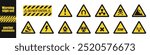 Caution alarm set, attention vector icon. Poison, toxic, biohazard caution sign, skull, chemical danger