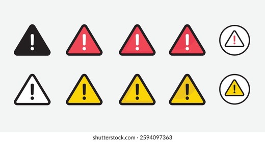 Caution alarm set. Danger sign collection. STOP sign. Warning stop signs.