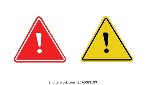 Caution alarm set, danger sign collection, attention vector icon, yellow, red and black fatal error message element.