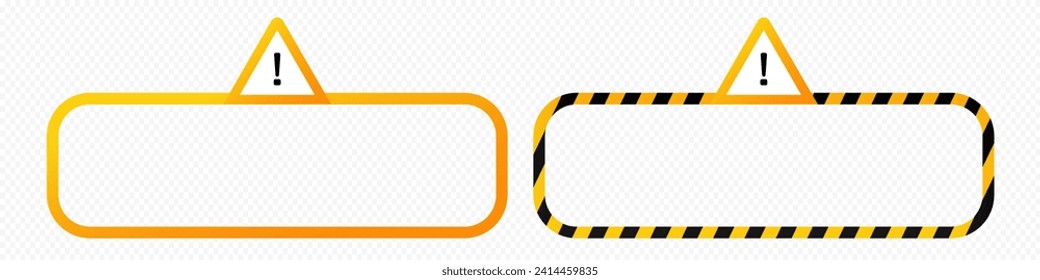 Caution alert constriction frame with warning exclamation triangle sign vector border