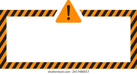 Caution alert constriction frame with warning exclamation triangle sign vector border