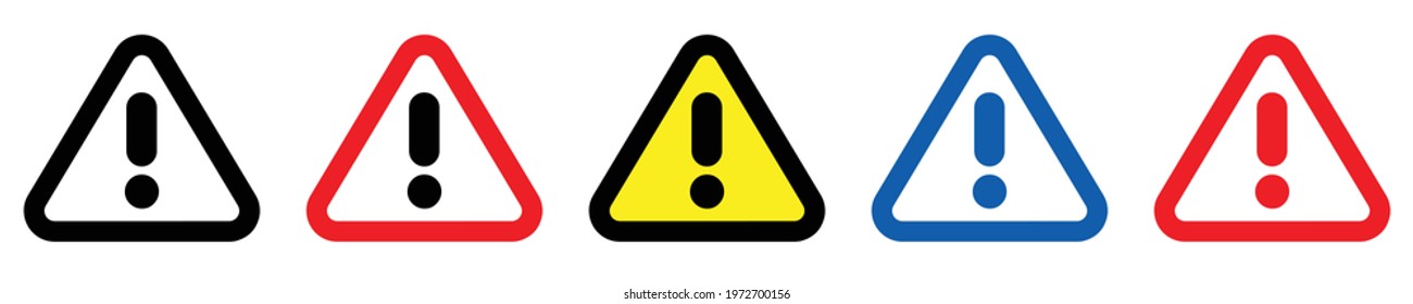 caution, alert sign vector triangle with exclamation mark icon set
