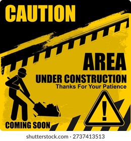 Caution, Area Under Construction, board vector