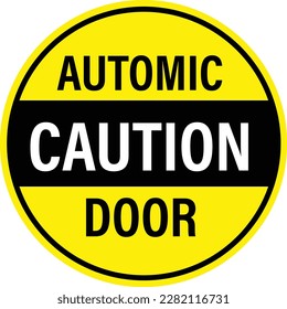Caution automatic door attention on white background. Caution automatic door sign. Caution board with message caution automatic door. flat style.