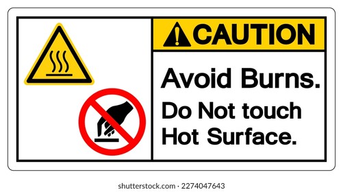 Caution Avoid Burns Do Not touch Hot Surface Symbol Sign, Vector Illustration, Isolate On White Background Label .EPS10