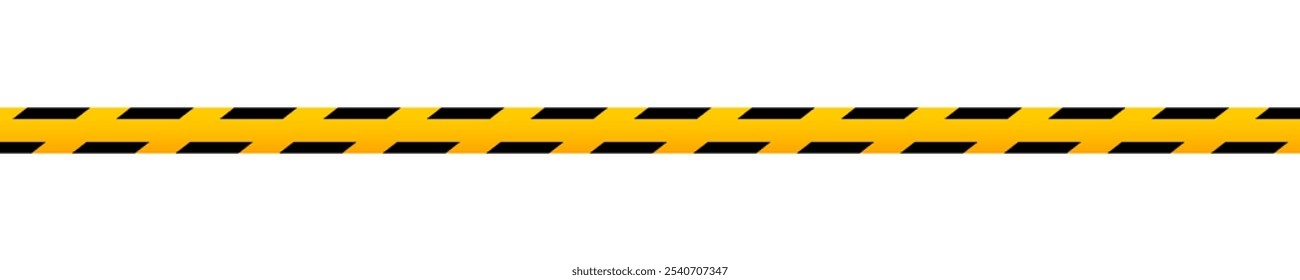 Caution barricade tape with black and orange print. Warning stripe in quarantine site, construction work area or crime scene. Restricted, warn or forbidden barrier templete. Vector flat illustration.