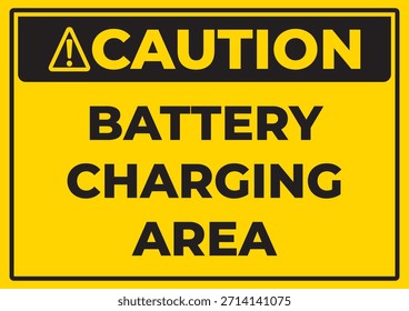 Caution Battery Charging Area Safety Sign – Yellow Industrial Warning Board for Electrical Hazard Zones, Workplace Battery Room Safety Notice and Industrial Compliance Signage