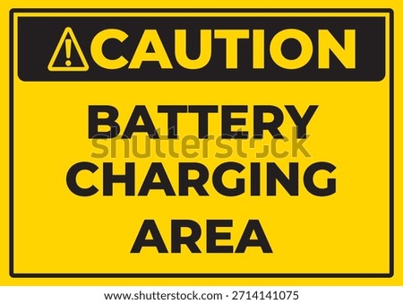 Caution Battery Charging Area Safety Sign – Yellow Industrial Warning Board for Electrical Hazard Zones, Workplace Battery Room Safety Notice and Industrial Compliance Signage