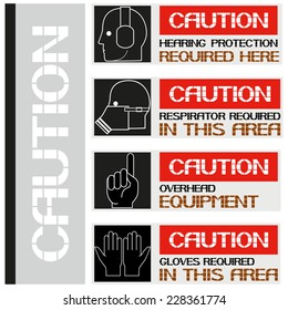 Caution .Be careful. Posters Safety and Health, a harmful environment dangerous profession