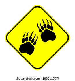 signo de oso de precaución, huellas, ilustración vectorial