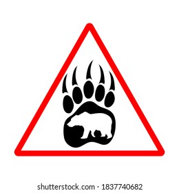 Caution bear sign, vector illustration