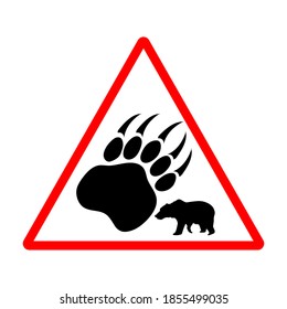 signo de oso de precaución, ilustración vectorial