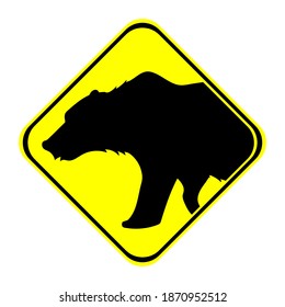caution bear sign, vector illustration