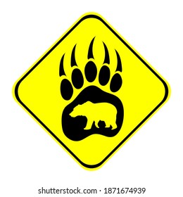 Signo de oso de precaución, ilustración vectorial