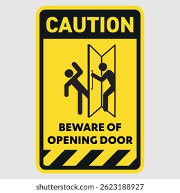 caution beware of opening door vector sign
