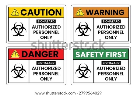 Caution Biohazard Authorized Personnel Only Label Safety Sign Vector Illustration