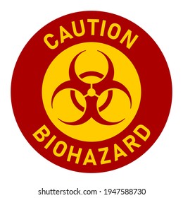 Caution Biohazard or Biological Hazard Round Adhesive or Sticker Icon. Vector Image.