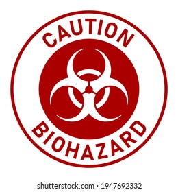 Caution Biohazard or Biological Hazard Round Adhesive or Sticker Icon. Vector Image.