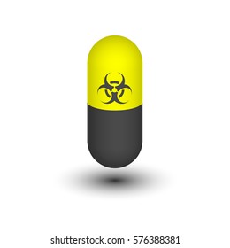 Caution. Biohazard. Pills. Vector illustration related to biological hazards. Design element.  