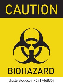 Señal de advertencia de riesgo biológico con símbolo de peligro biológico en fondo amarillo: alerta de seguridad de materiales peligrosos, aviso de riesgo de infección y contaminación, señalización de advertencia de riesgo biológico de laboratorio y médico para entornos de atención médica, Industrial, científicos e investigación.