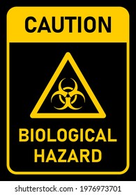 Caution Biological Hazard or Biohazard Icon in a Triangular Frame Vertical Sign with an Aspect Ratio of 3:4. Vector Image.