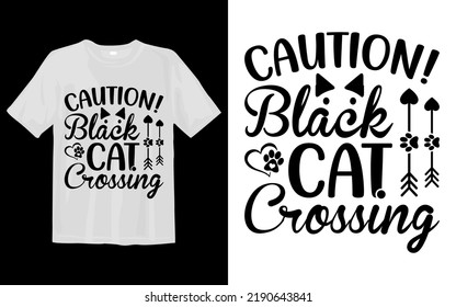 Caution! Black Cat Crossing Svg